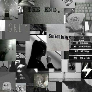 Black and grey aesthetic collage wallpaper