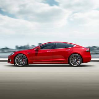 Tesla Model 3 Electric Car Red wallpaper