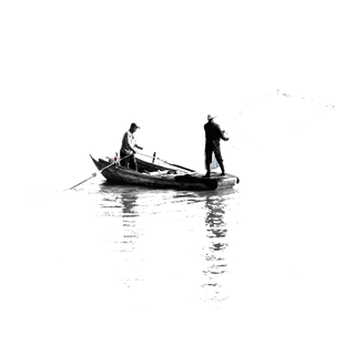 Old fishing boat beach black and white wallpaper