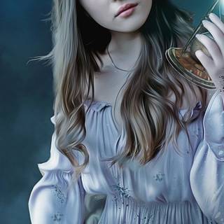 Fantasy girl moon wallpaper