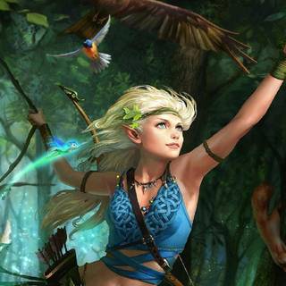 Fantasy girl moon wallpaper