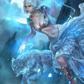 Fantasy girl moon wallpaper