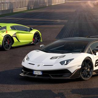 Green Lamborghini Aventador Super Veloce Supercar wallpaper