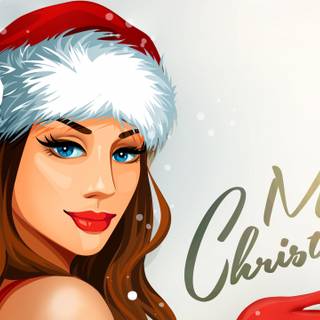 Christmas girl with snow wallpaper