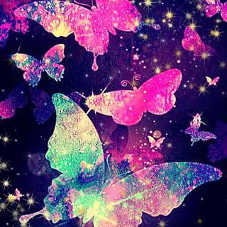 Plying with a butterfly wallpaper