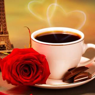 Coffee with rose wallpaper