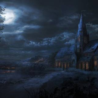 Midnight church wallpaper