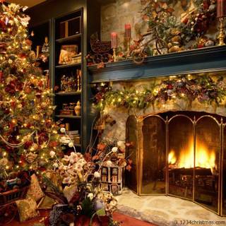 Christmas decorated home wallpaper
