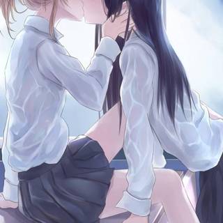 Anime kiss iPhone wallpaper