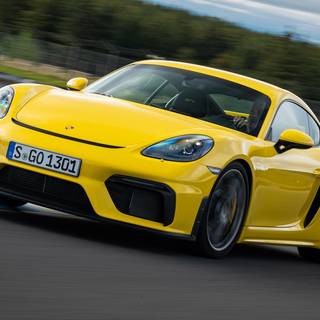 2019 Yellow Porsche 718 Cayman GT4 Sports Car wallpaper