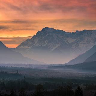 Pink sky mountains wallpaper