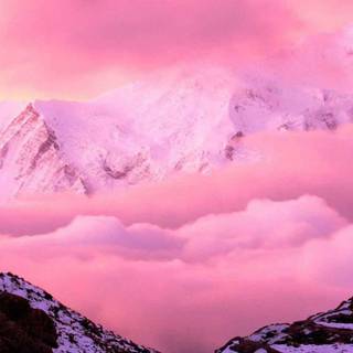 Pink sky mountains wallpaper