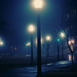 Foggy city lights wallpaper