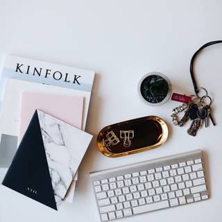 Workspace desk flat lay wallpaper