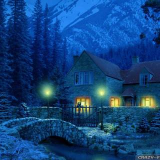 Winter evening wallpaper