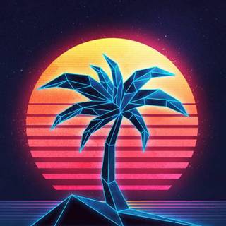 Retro synthwave iPhone wallpaper