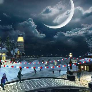 Christmas village night wallpaper