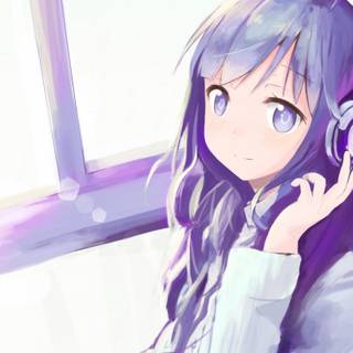 Anime girl headphone wallpaper