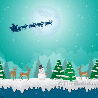 Christmas tree scene wallpaper