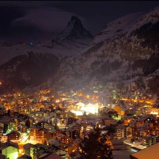 Winter village mountains wallpaper