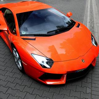 Orange Lamborghini Aventador supercar wallpaper
