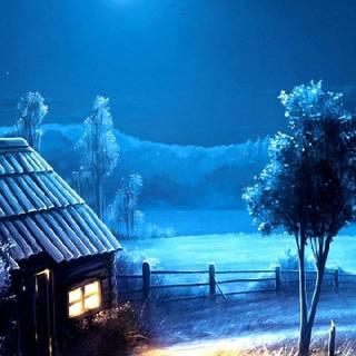 Cold winter night wallpaper