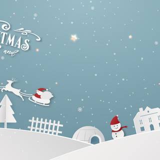 Snowy Christmas night art wallpaper