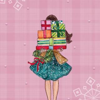 Cute girl Christmas wallpaper