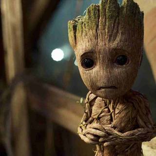 Baby Groot minimal art 4k wallpaper