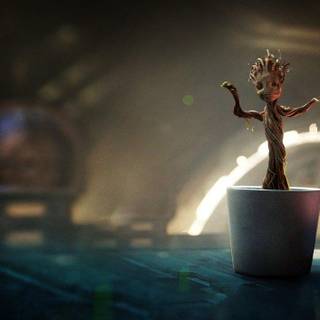 Baby Groot minimal art 4k wallpaper