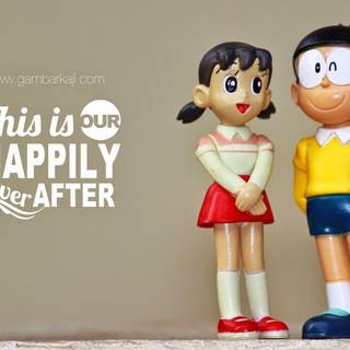 Nobita and Shizuka love wallpaper