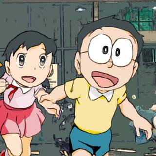 Nobita and Shizuka love wallpaper