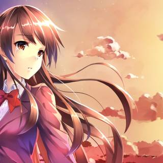 Sad anime girl crying desktop wallpaper