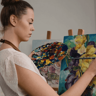 Girl and paintbrush wallpaper