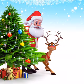 Santa and reindeers wallpaper
