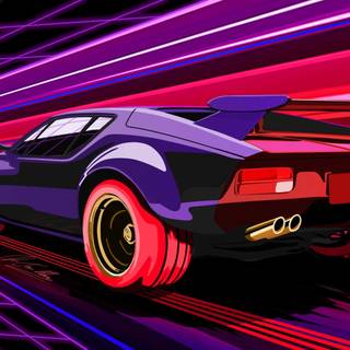 Retrowave car wallpaper