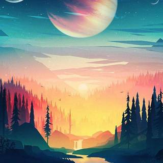 Space landscape aesthetic wallpaper