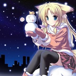 Sad Christmas anime girl wallpaper