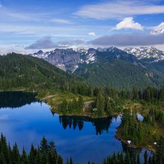 Christmas mountain view wallpaper