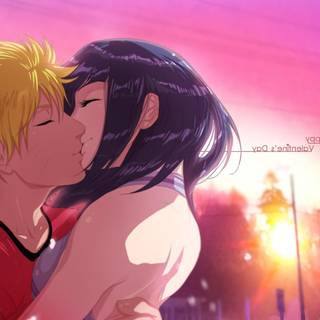 Couple anime kiss HD wallpaper