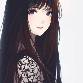Beautiful anime girl black wallpaper