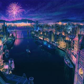 Fireworks anime wallpaper