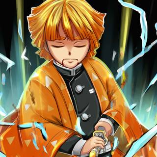 Zenitsu Agatsuma Demon Slayer Art wallpaper