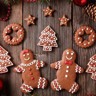 Cute ginger cookie Christmas wallpaper