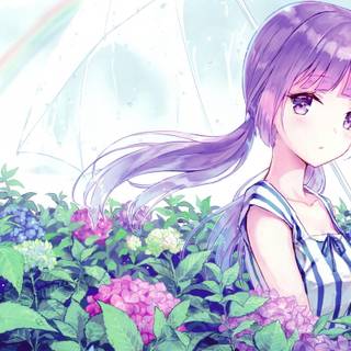 Purple anime girl wallpaper