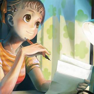 Drinking coffee anime couple wallpaper