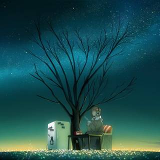 Anime drinking coffee wallpaper