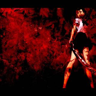 Desktop anime girl bloody wallpaper