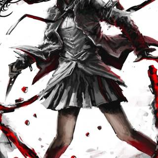 Desktop anime girl bloody wallpaper