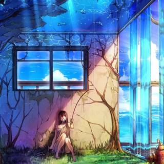 Art anime blue wallpaper